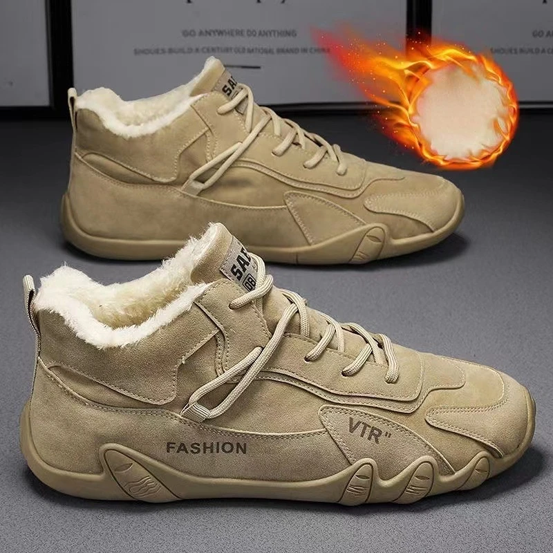 

Winter Men's Casual Shoes Plush Warm Ankle Boots Fashion Loafers Lace Up Men Boots Sneakers Non-slip Work ShoesTenis Masculinos