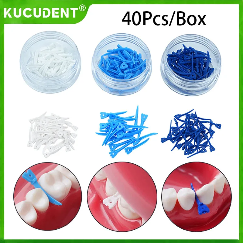 

40Pcs/Box Dental Tulwar Wedges Refill Wedge For Sectional Matrix System Interproximal Disposable Plastic Wedges With Hole