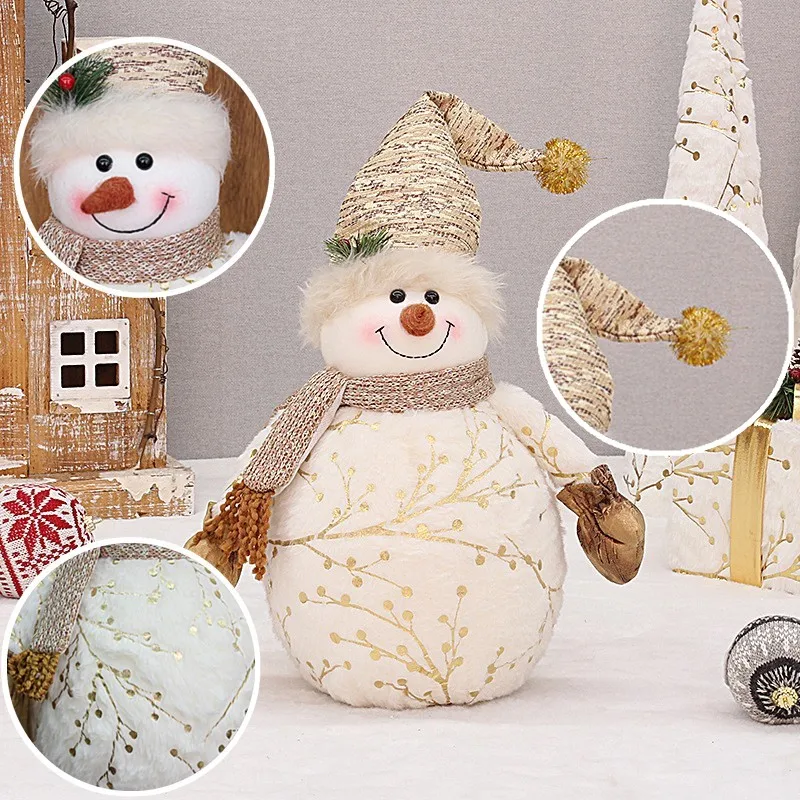 6/1PC 60/50/26cm Big Size Christmas Dolls Decoration Short Plush Printe Santa Claus Snowman Doll for Christmas Tree Ornaments