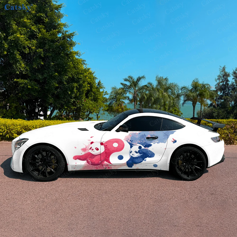 

Cute Tai Chi Panda Car Side Sticker Decoration, PVC Waterproof Scratch Resistant Decal, Car Protection, Auto Accessories Gift