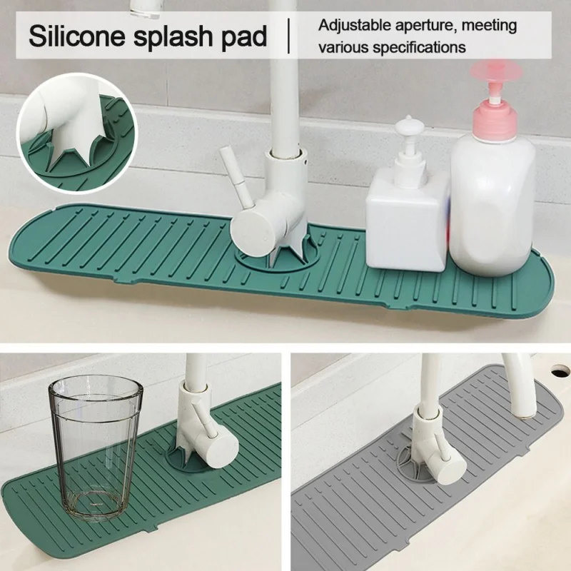 Lamgool-Silicone Kitchen Faucet Splash Pad, Sink Splash Guard Mat, Esponja Drain Rack, Protetor de bancada para banho