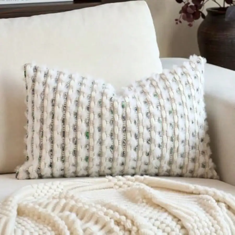 

Декоративная наволочка в стиле бохо из шенилла с тафтингом, 12x20 дюймов, нейтральная, для дивана и кровати