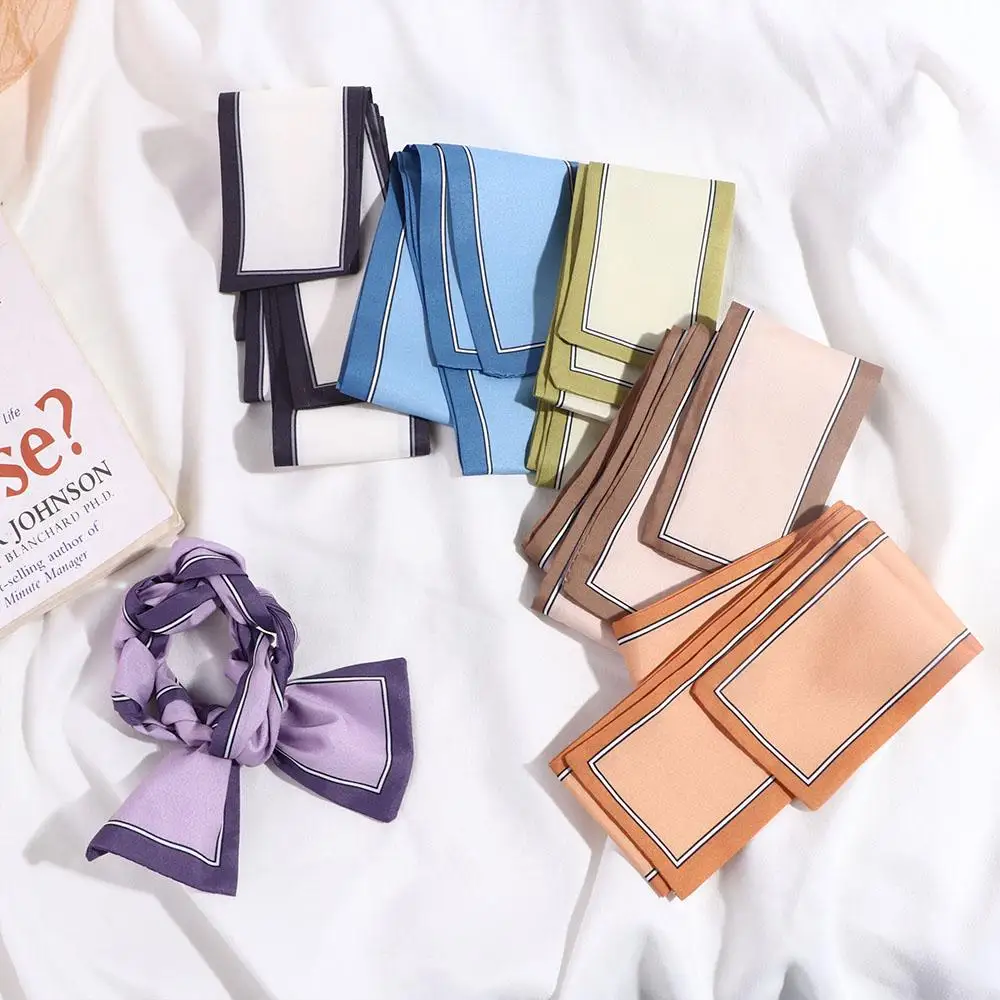 Nordischer Streifen minimalisti scher Stil kleiner langer Schal für Frauen Seiden schal einfache elegante Band Stirnband weibliche Schal Accessoires