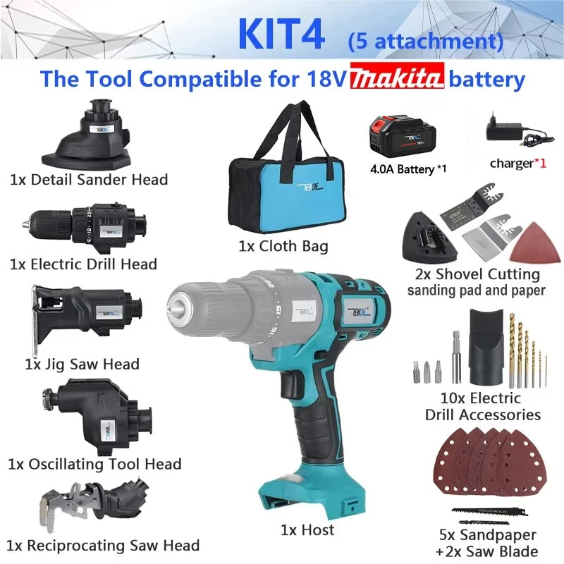 10 in 1 ブラシ付き多機能ツール電動工具セットチェーンソーマルチ