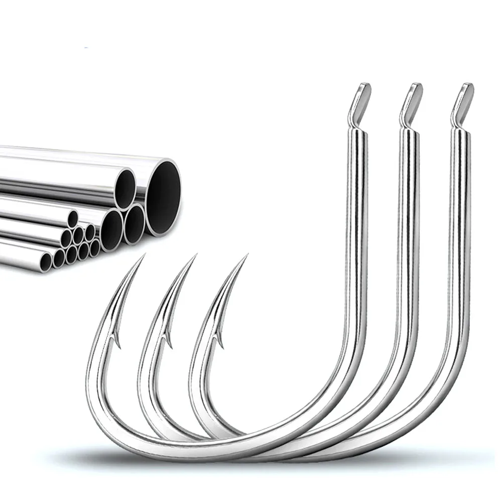 Saltwater Jigging Single Hook High Carbon Steel Barbed Bright Tin Heavy Duty Boat Trolling Grouper Hook Factory Direct