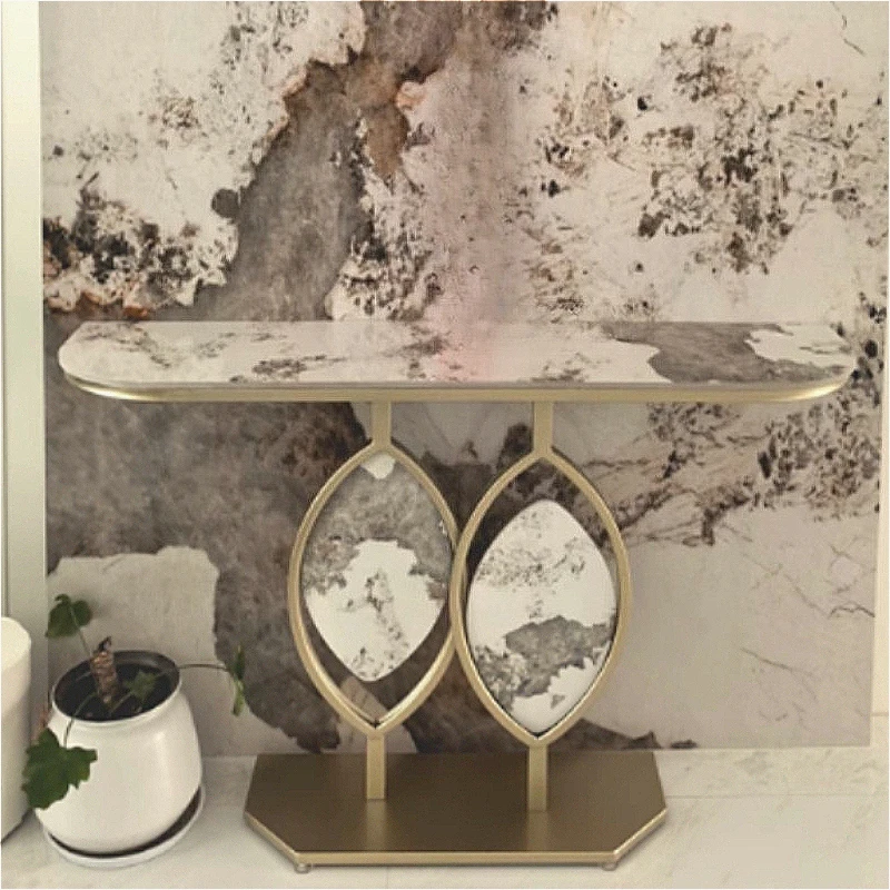 creative entryway hall table light luxury Italian minimalist console table semi-circular wohnzimmertisch living room furniture