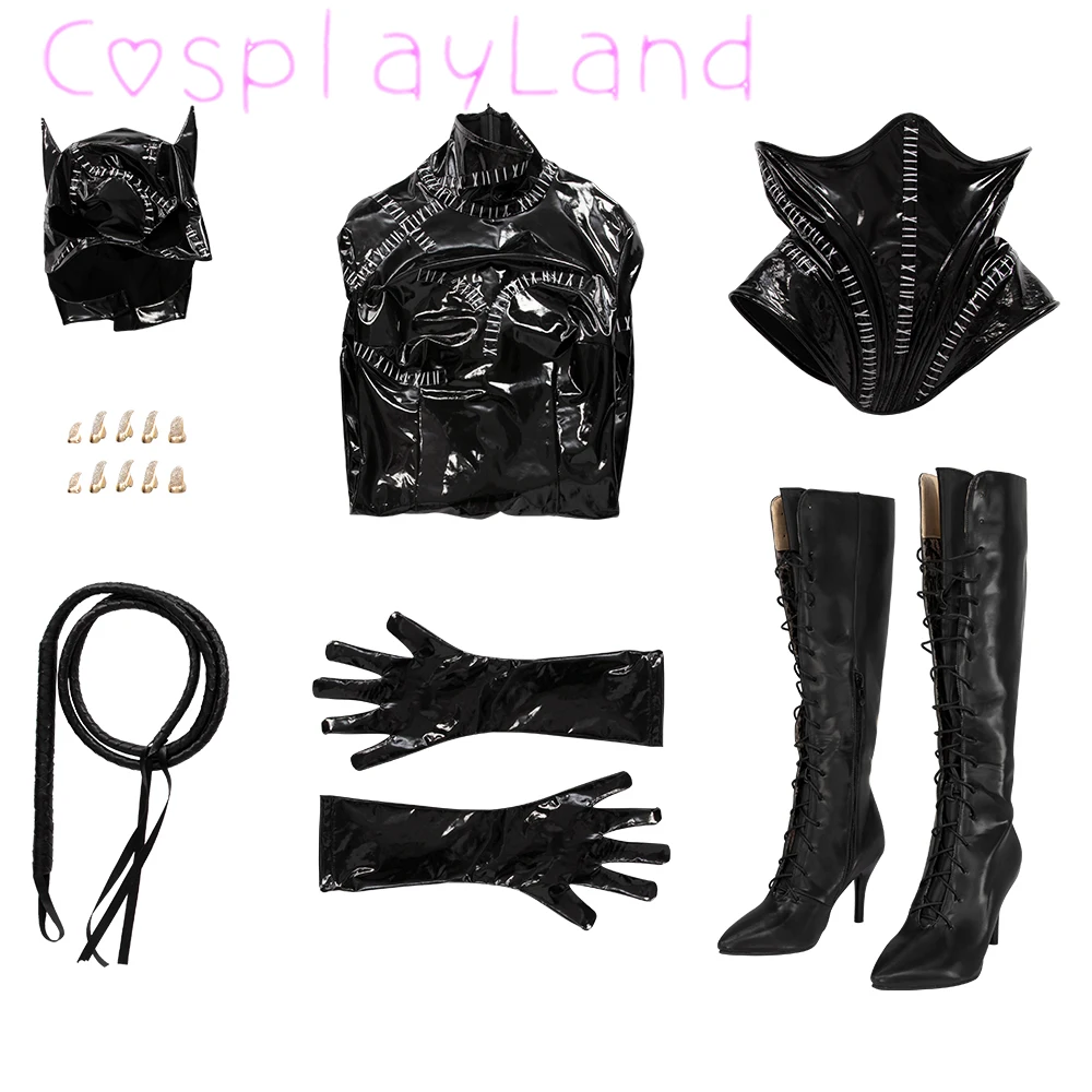 New Returns Cat Selina Kyle Cosplay Costume Superhero Sexy Black Corset Jumpsuit With Accessories Comic Con Roleplay Outfit view 6