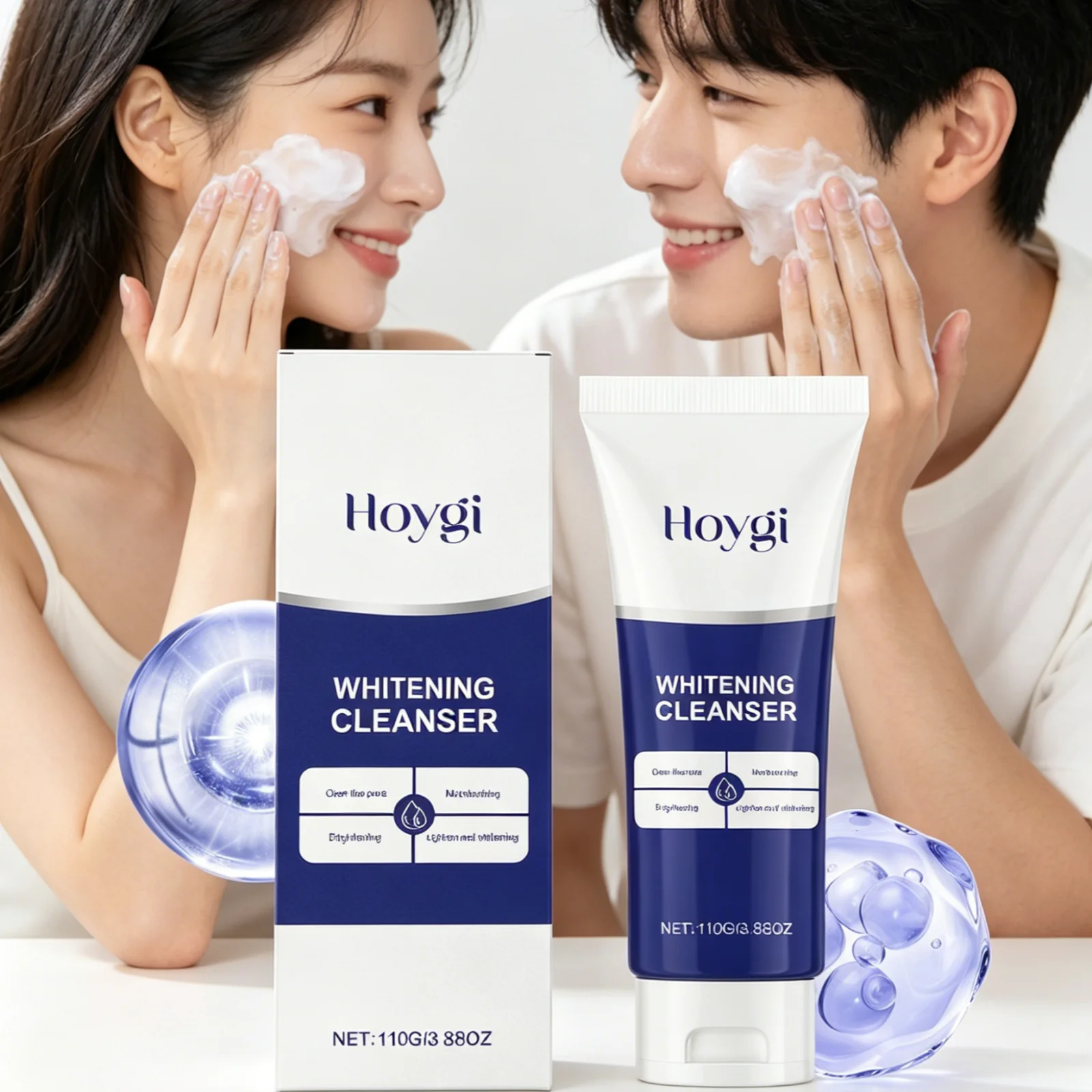 Hoygi Facial Cleanser Long Lasting Moisturizing Refreshing Oil Control Lighten Skin Tone Mild Formula Skin Brightening Cleanser