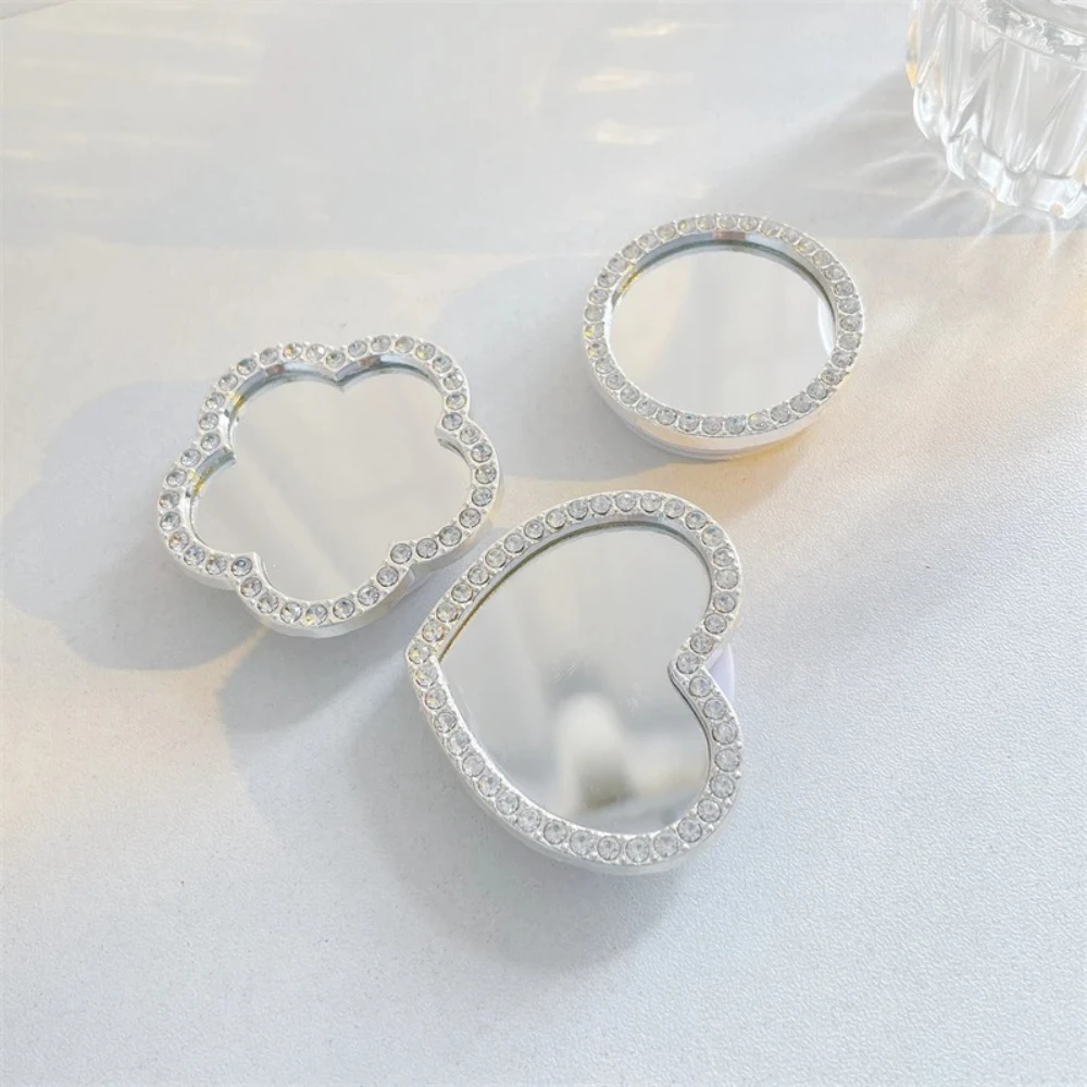 Bonito coração flor espelho griptok suporte para iphone 15 14 samsung universal acessórios do telefone suporte do telefone aperto tok suporte