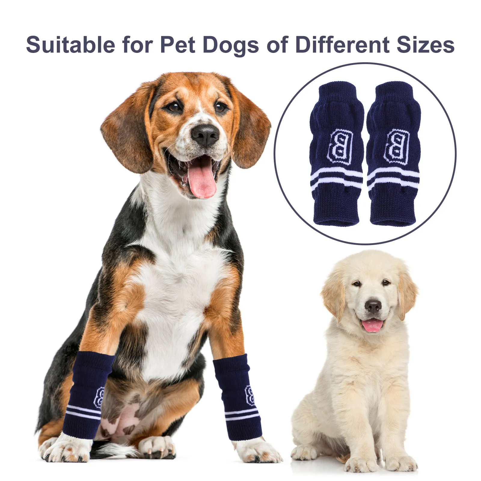4pcs Knitted Dog Leg Warmers Pet Elbow Protector Soft Comfortable Dog Joint Sleeves Washable Pet Socks For Dogs view 5