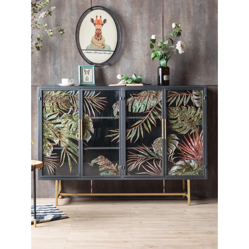 American retro wrought iron side cabinet, vertical , French retro chest , secret , French shoe