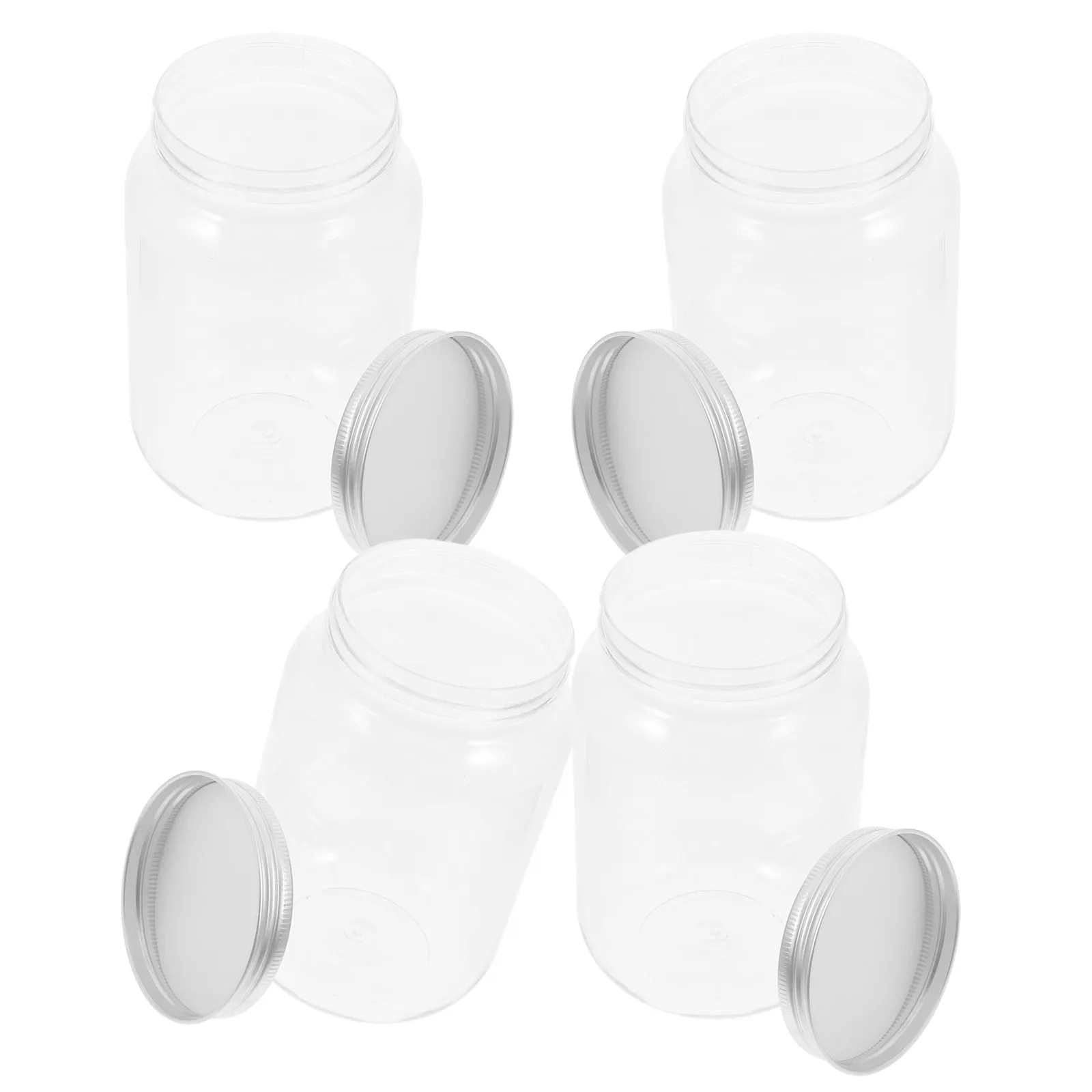 4Pcs Clear Plastic Jars with Airtight Aluminum Lids for Kitchen Storage Dry Food Snacks Candy Spices Pasta Sourdough view 6