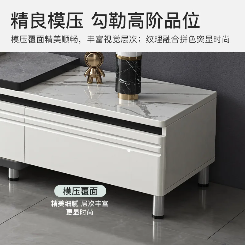 TV cabinet coffee table combination small apartment living room TV cabinet simple modern Nordic telescopic light luxury TV