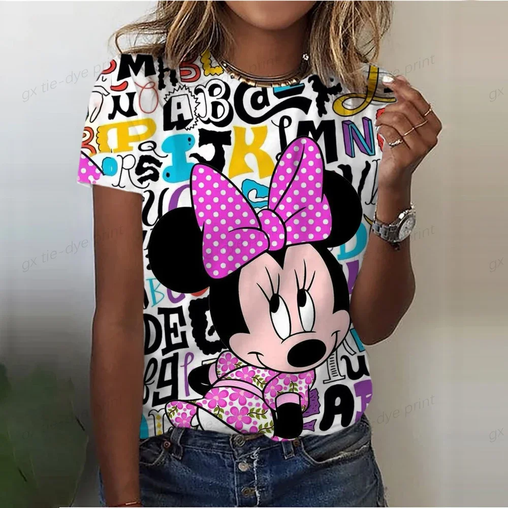 

New Disney Kawaii Minnie Mouse Women T Shirt Fashion Christmas T-shirt Casual Happy Holiday Party Female T Shirt New Year Tshirt