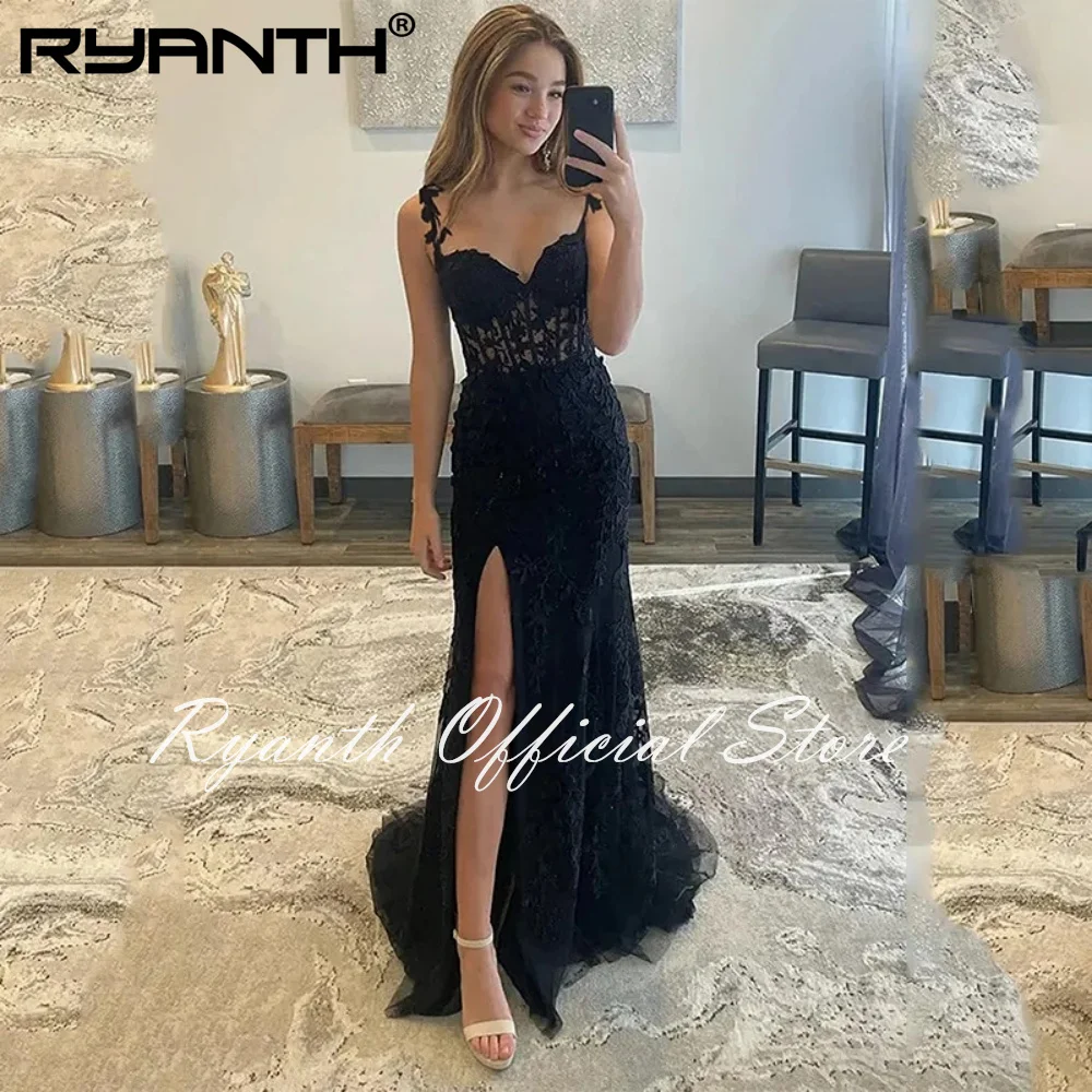 

Ryanth 2024 New Sweetheart Mermaid Prom Dresses Lace Appliques Split Side Custom Made Dinner Cocktail Party Evening Formal Gowns