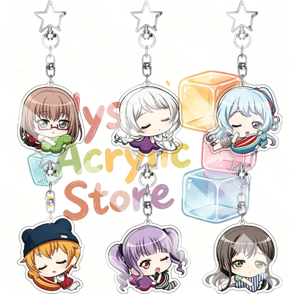 Anime BanG Dream Tsurumi Hazuki Shirokane Rinko Hikawa Sayo Mitake Ran Kawaii Cute 5cm Acrylic Keychain Bag Pendant Decor Gifts