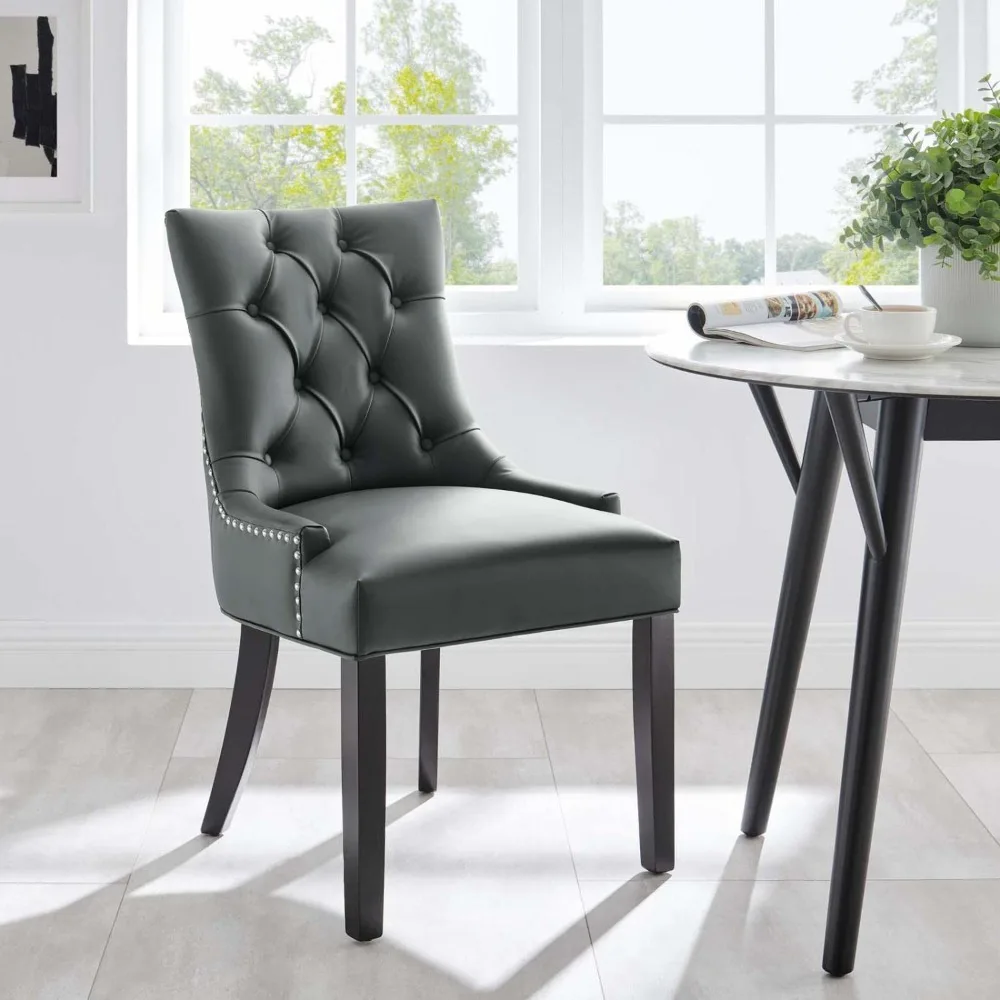 

Regent Tufted Vegan Leather Dining Chair in Gray