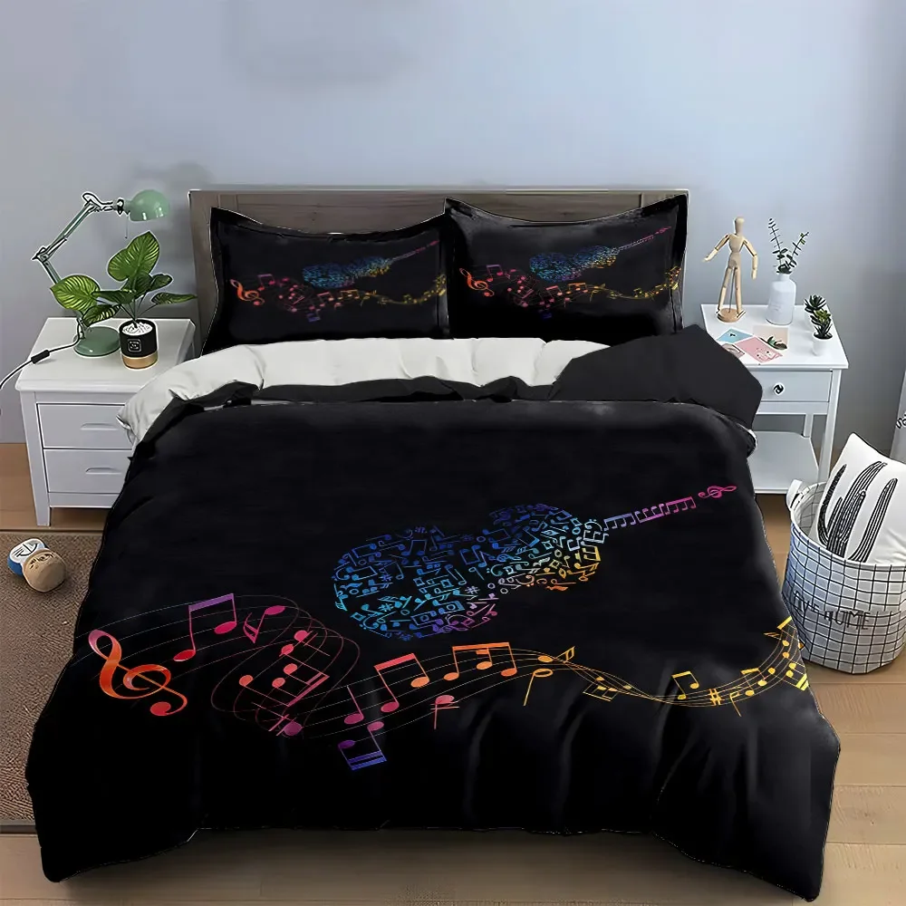 Music-Inspired Art Decor Set Soft Comfortable Duvet Cover Bedding Set Included 1*Duvet Cover & 2*Pillowcases, gift