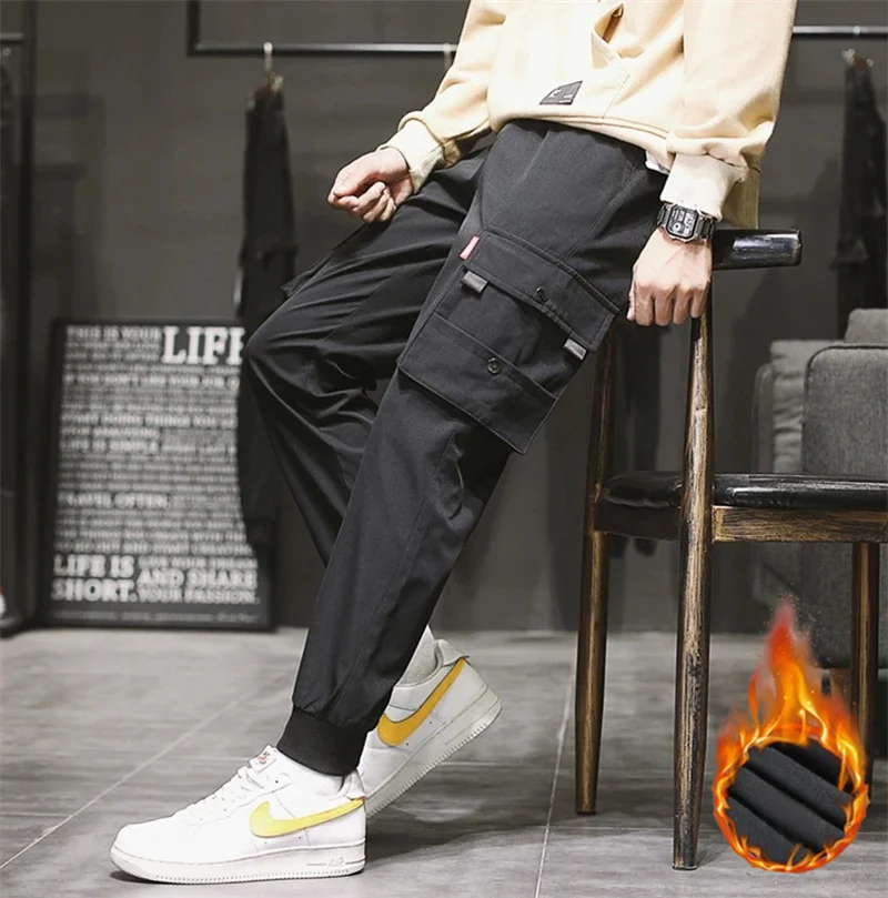 Pantaloni alla caviglia da uomo per l'autunno e l'inverno, con un senso di drappeggio e trascinamento del pavimento, pantaloni casual high street, versione coreana