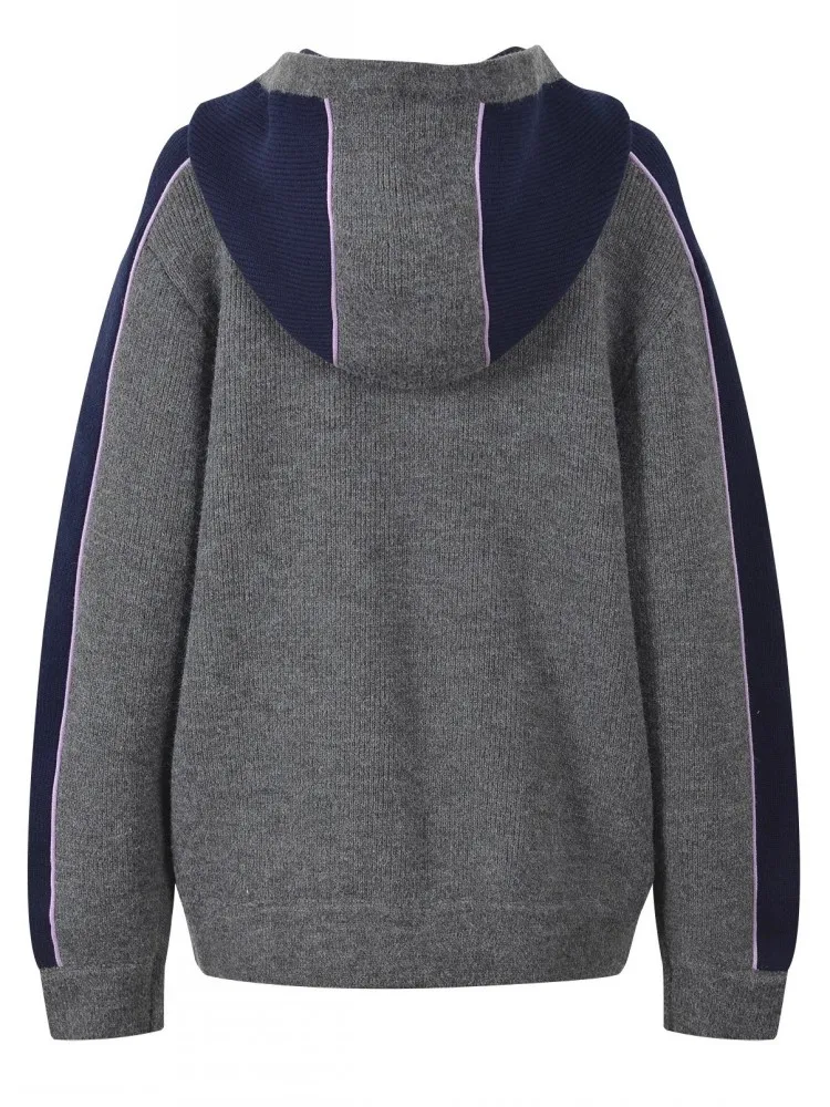 Automne Patchwork tricoté femmes veste à capuche ensembles fermeture éclair manches longues haut décontracté tenues au-dessus du genou Mini jupe deux pièces ensemble