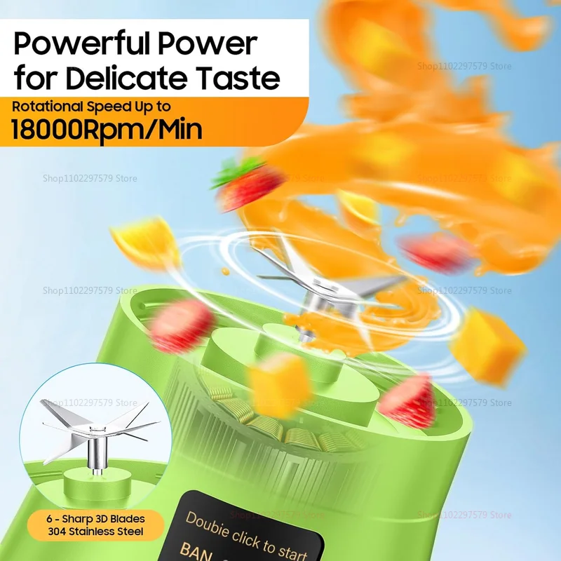 USB Rechargeable Electric Juicer Blender 380ml Compact Portable Kitchen Mini Smoothie Maker Food Processor for Fruit
