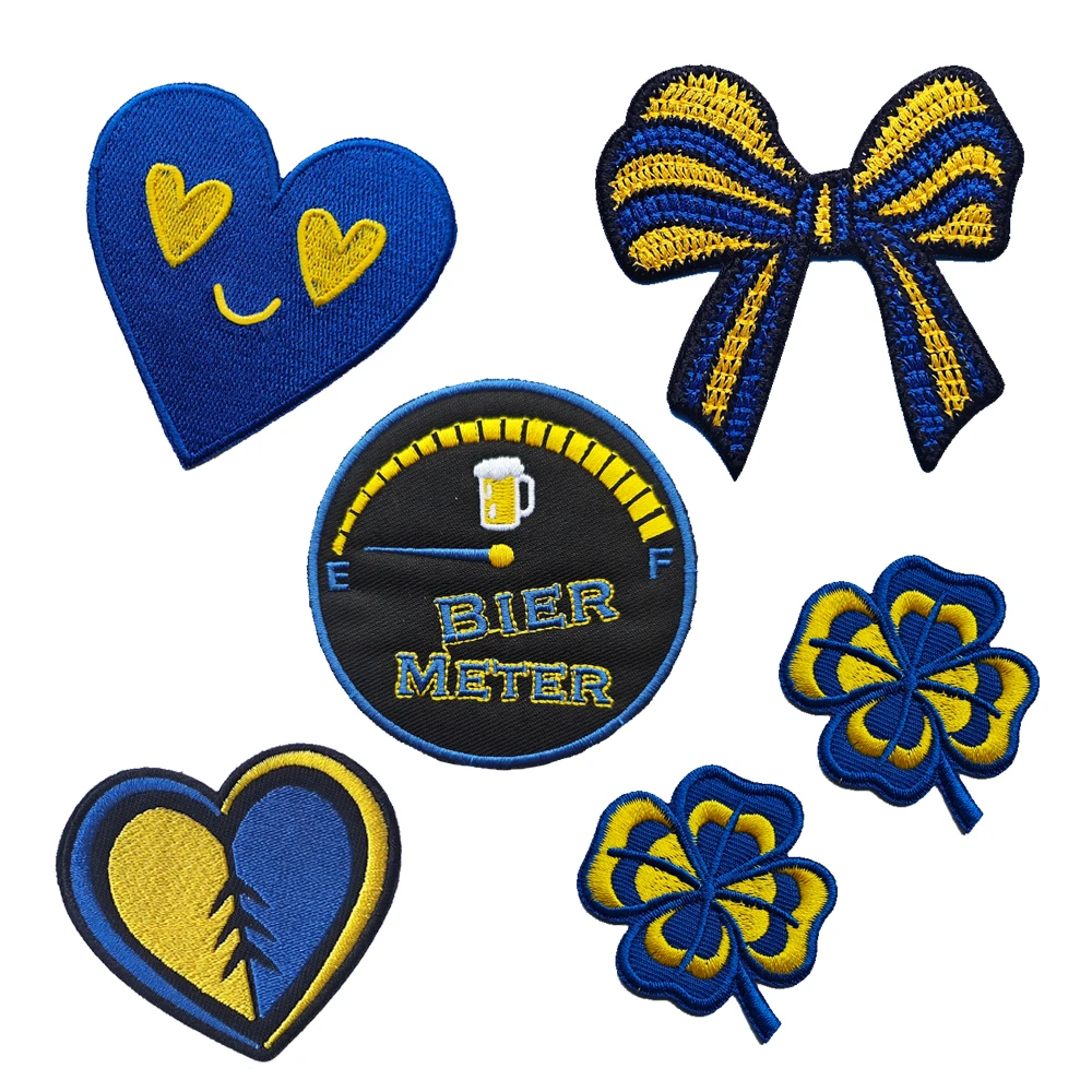 Carnival Yellow Blue Embleem for Clothing Iron on Embroidered Sew Applique Dwergonië Patch Slotgat Badge Ossekoppenrijk Patches