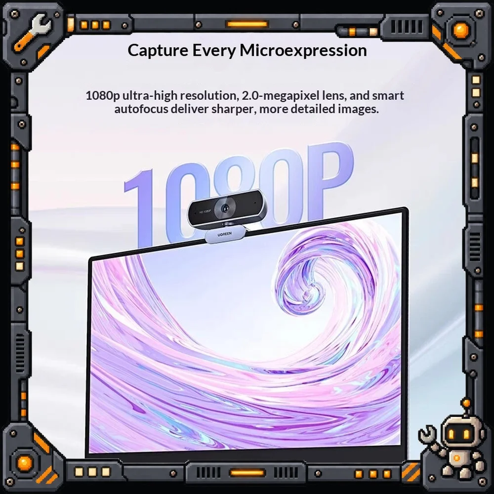 UGREEN CM678-15728 USB Webcam HD PC Camera with Built in Microphone for Meeting Online Class