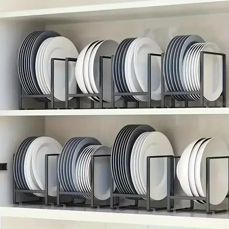 

1pc Kitchen Cabinet Plate Storage Countertop Dish Rack Drawer Dinner Plate Partition Drain Rack Layered Storage Rack Accessories