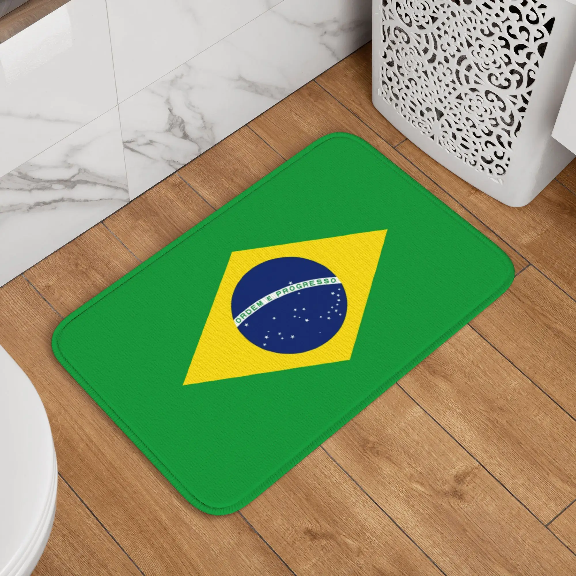 Custom Brazil Flag Front Door Mat Anti-Slip Outdoor Quick Dry  Doormat Kitchen Balcony Entrance Rug Carpet