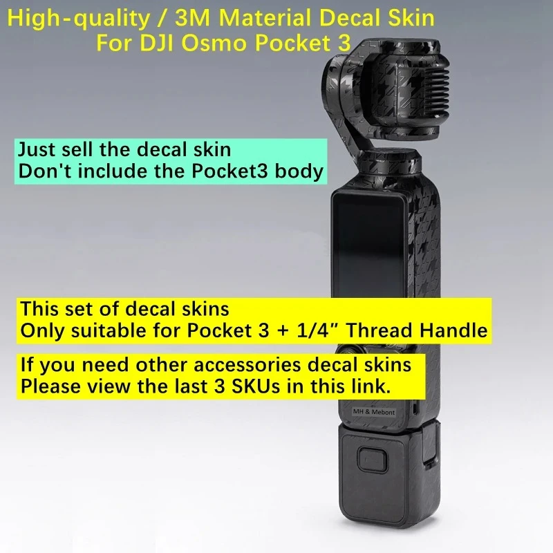 For DJI Osmo Pocket 3 Decal Skin Creator Combo Sticker Vinyl Wrap Anti-Scratch Protective Film Coat Pocket3