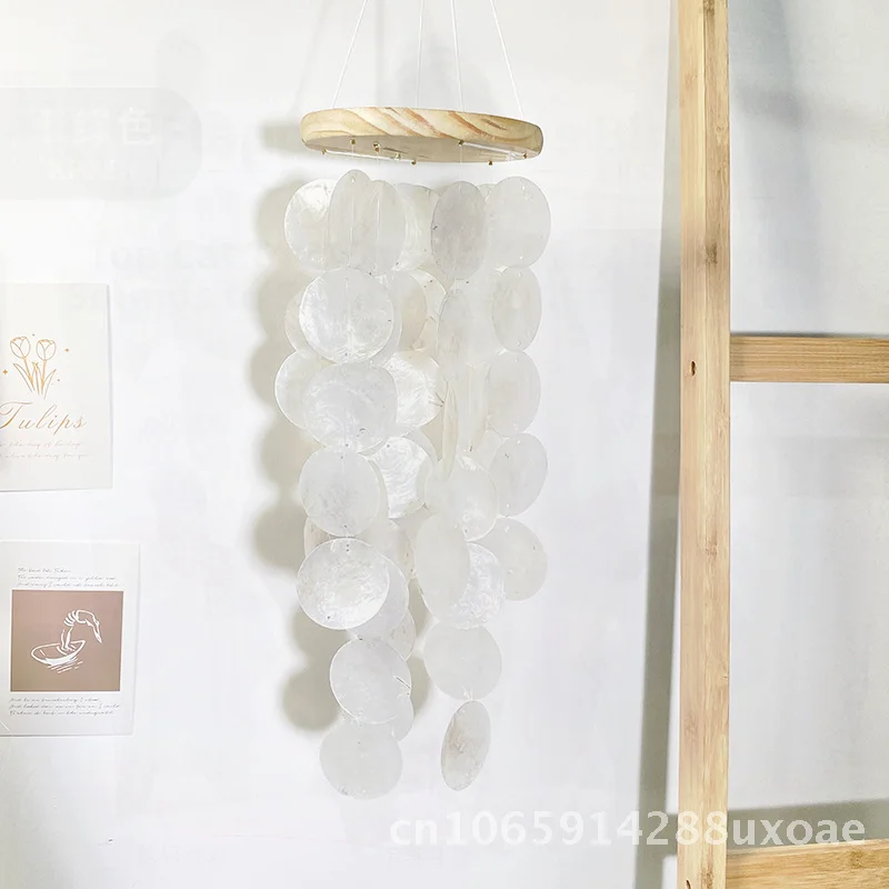 

Creative Fresh Shell Wind Chimes Decorative Mirror Shell Simple Pastoral Style Living Room Study Balcony Decorative Pendant