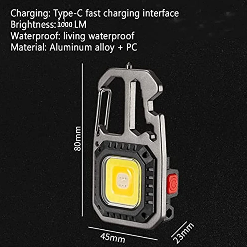 LED Micro Flashlight Pocket Keychain Flashlights Screwdriver Emergency Wrench Portable Key Ring Work Light Torch Outdoor Camping