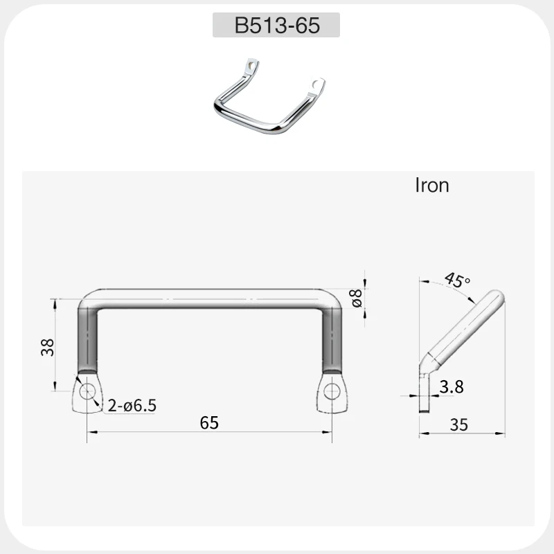 304 Stainless Steel Round Bar Bending Angle Flat Head Tilt Pull Industrial Handle LS531 Equipment Handle