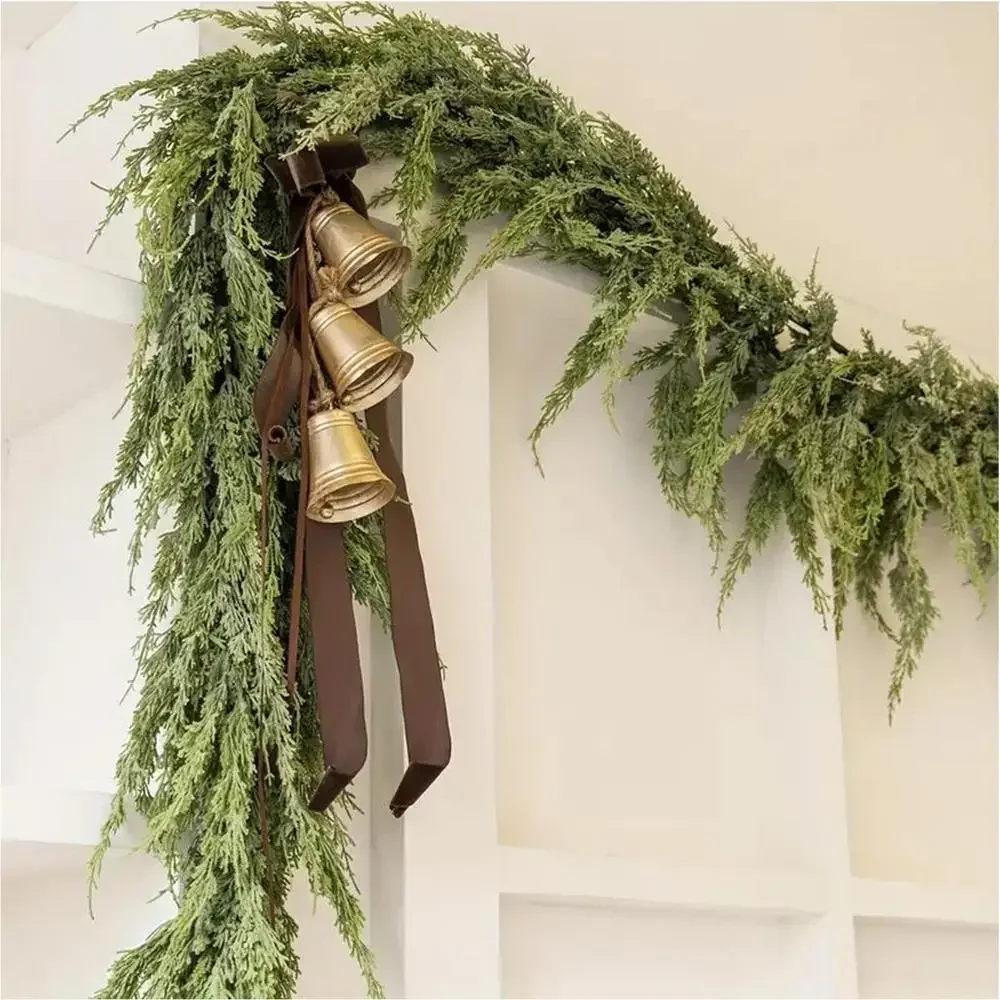 180/270cm Christmas Real Touch Pine Garland Xmas Door Hangings Home Table Staircase Decoration Artificial Green Garland Decor