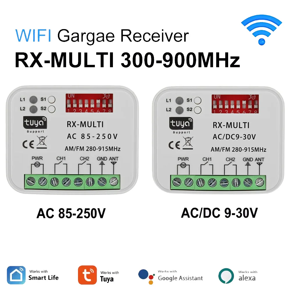 

RX-Multi 280-915 МГц Модуль приемника гаражных ворот с Tuya WiFi или радиочастотной пультом дистанционного управления 433 МГц. 9-30 В 85-250 В переключатель ворот