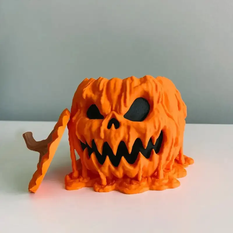 Melting Halloween Pumpkin Candy Bowl Halloween Evil Pumpkin Candy Storage Box Melted Pumpkin Skeleton Food Display Bowl