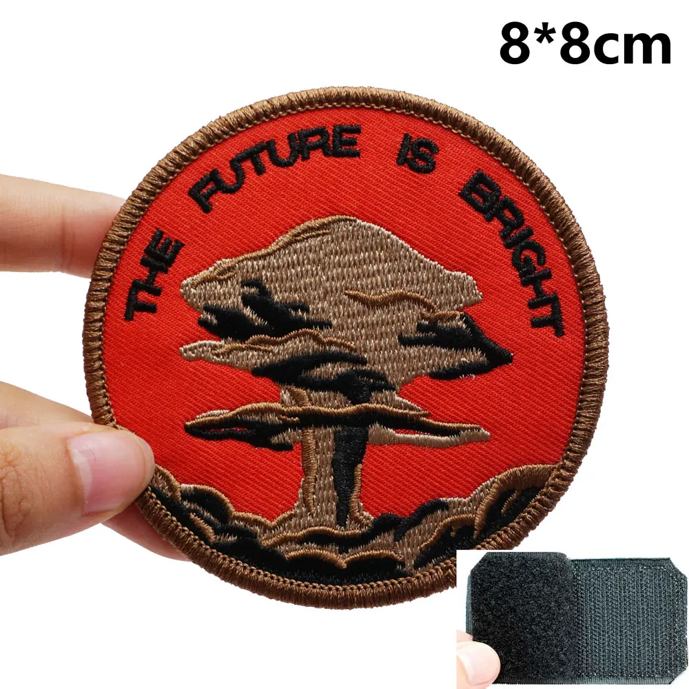 THE FUTURE IS BRIGHT Embroidered Patches Applique Sewing Label punk biker Band Rock Clothes Badges with hook backing or sew on