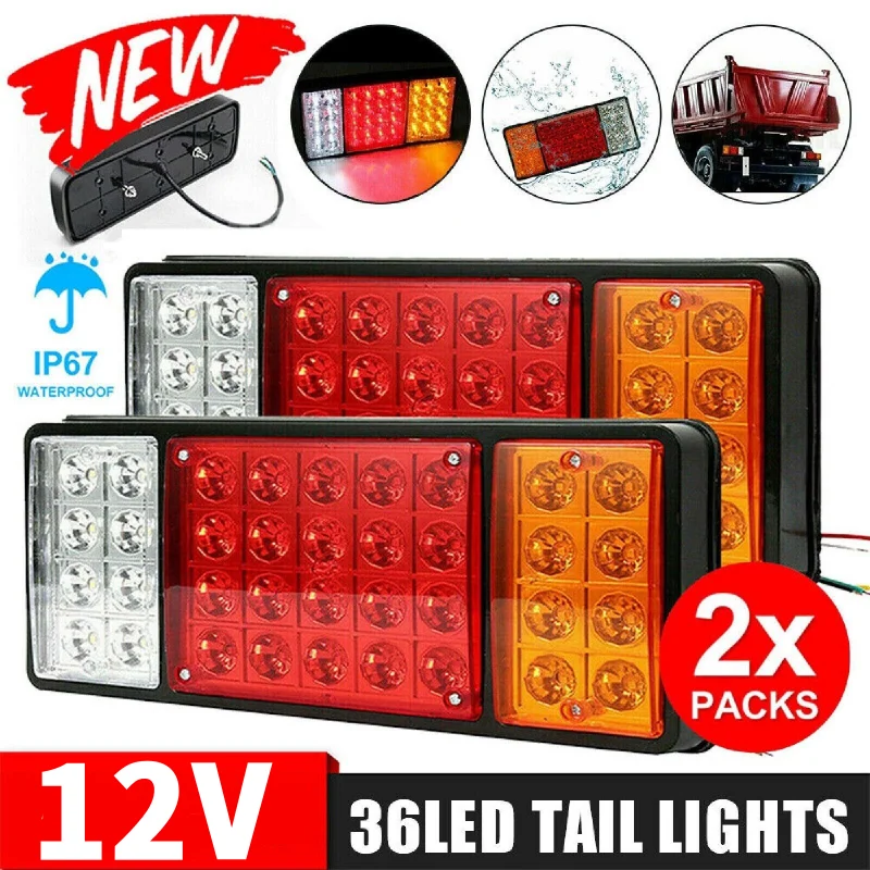 

2Pcs/set 12V 36LEDs Tail Light Stop Reverse Indicator Brake Lamp For Trailer Caravan Truck Boat