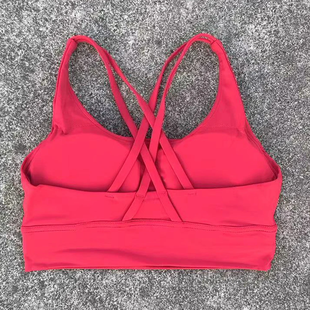 Women Sports Bra Sexy Criss Cross Straps Back High Support Impact Yoga Underwear Running Fitness Gym Padded Bralette image 4