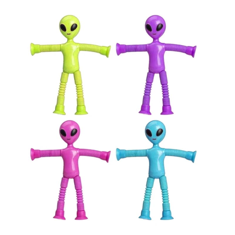 N80C Stretch Tube Alien Puzzle Glowing Decompression Toy Cartoon Suction Cup Toy