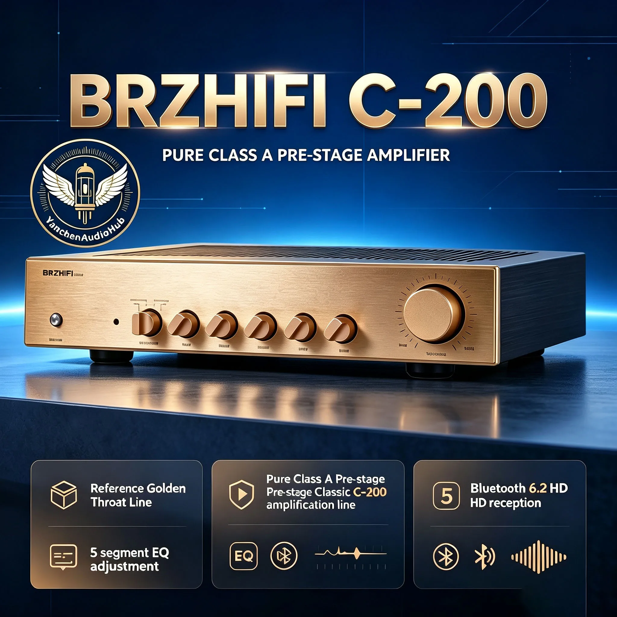 BRZHIFI C‑200 Home Audio Prestage Equipment, Pure Class A Circuit Design, Remote Control Adaptation Analog Audio Construction