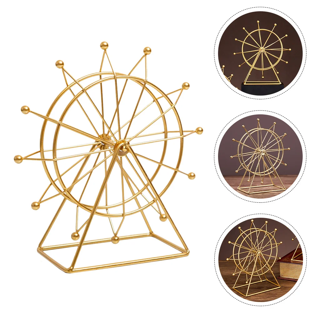 

Ferris Wheel Model Accent Decor Gold Accents Home Modern Table Centerpiece Golden Desk Shelf Ornaments for Crafts