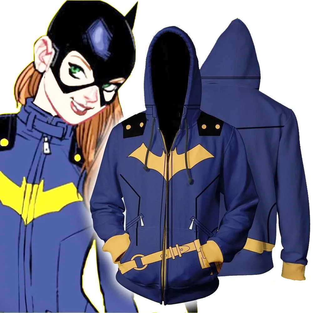 Superhero Batgirl Cosplay Hoodies 3D Print Costumes Men Women Jacket Sweatshirt Autumn Spring Streetwear Sportwear Coat Tops