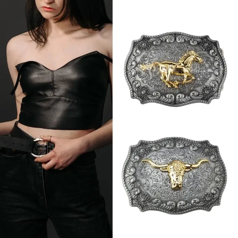 

652F Metal Belt Buckle For Men Western Belt Buckle Cowboy Belt Buckle Long Horn
