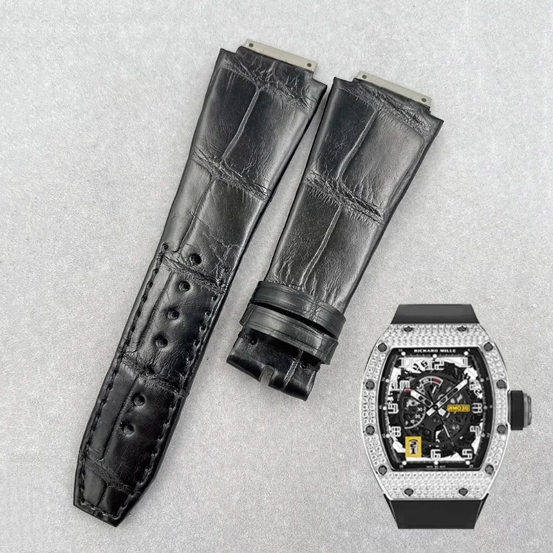 Crocodile Leather Strap for Richard Miller RM055 RM011 RM67 RM030 RM035 Handmade Watchband Customized Alligator Band Men Women