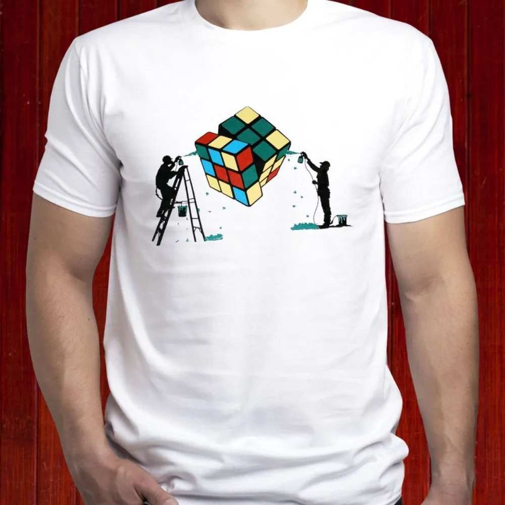 Banksy Rubic Cube Art T Shirt Banksy Art T-shirt Banksy Graffiti Tee Pop Culture Shirt Rubik's Cube Print Clothes Men Clothes