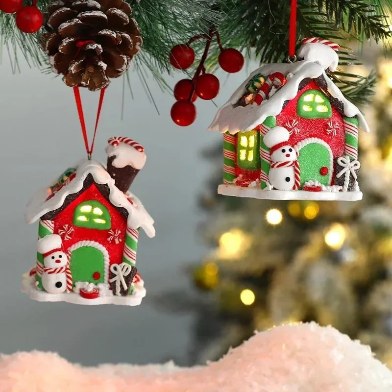 Christmas Gingerbread Small House Pendant Creative Xmas Tree Decorantions Hanging Ornament New Year Gift Home Decor 2023