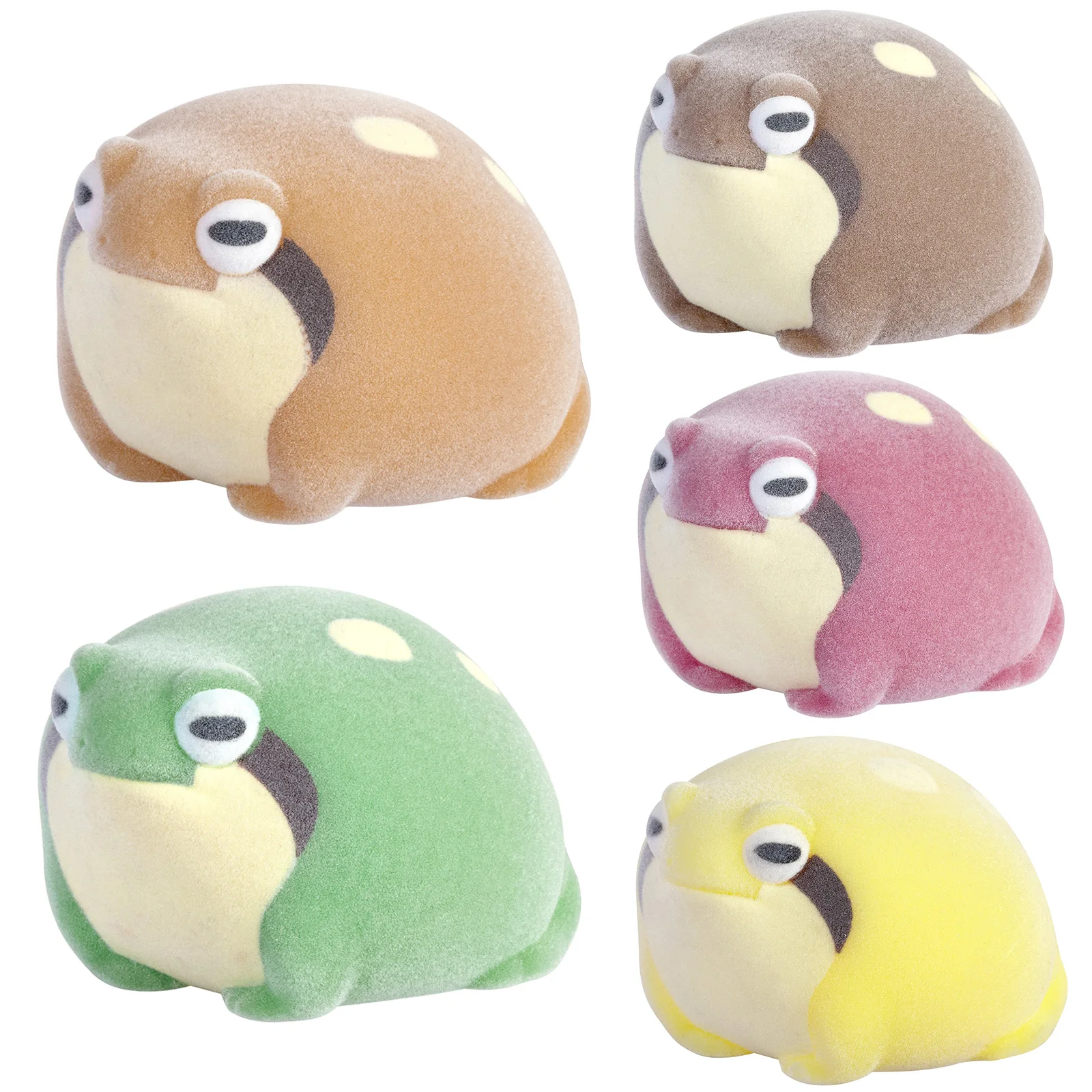 Kinako Frog Blind Box Gachapon Flocked Soft Vinyl Squeaky Capsule Toy Kawaii Mochi Frog Action Figure Desktop Stress Relief Gift