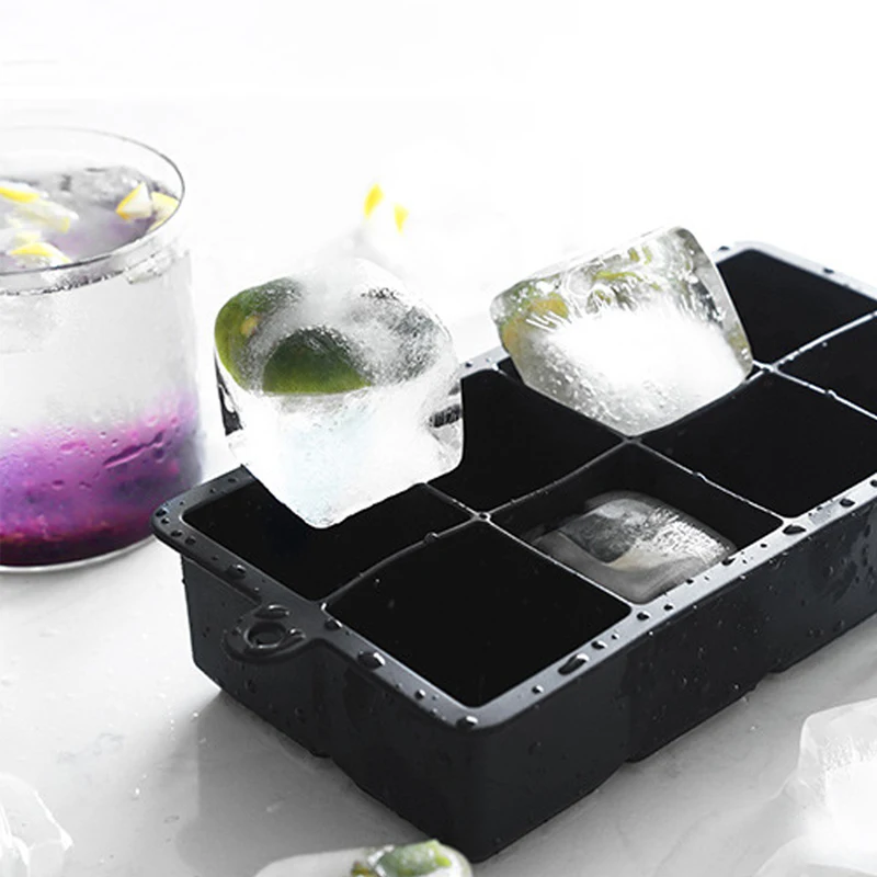 

1 шт., 8 отверстий, силиконовый лоток для кубиков льда, виски, легкосъемный прибор для изготовления кубиков льда, квадратные формы для кубиков льда с крышками