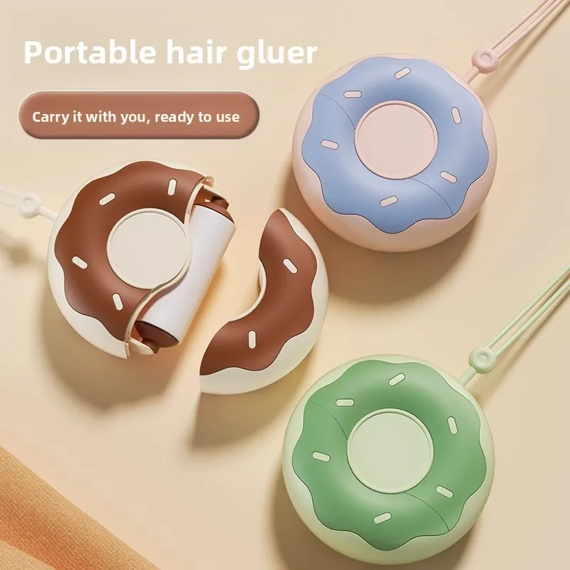 Portable Donut Lint Remover with Tearable Roller Paper Core for Pet Hair Clothes Home Office